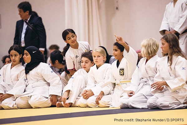 Local children who attended the workshop in judo uniform