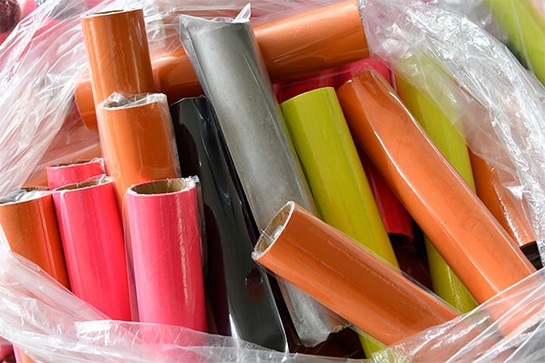 Colorful paper tubes used to cheer on the athletes