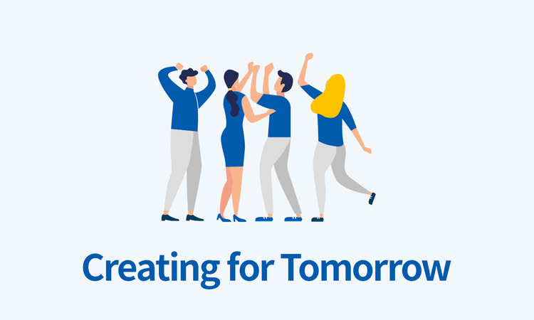 旭化成のグループスローガンであるCreating for Tomorrowを示すイラスト