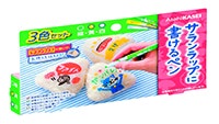 「サランラップ」に書けるペン 3色セット（赤・青・黒） 希望小売価格（税抜）：540円