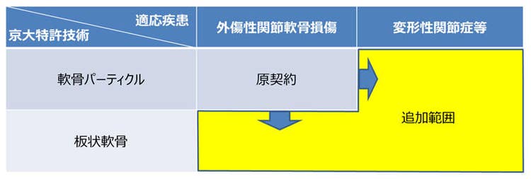図：軟骨分化誘導技術に関する特許の独占的通常実施権の許諾範囲