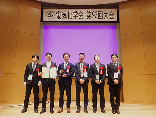Recipients of the award (from left) Jun Ohno, Yosuke Uchino, Yasuhiro Fujita, Sanghoon Kim, Keita Suzuki, and Hirokazu Nagate